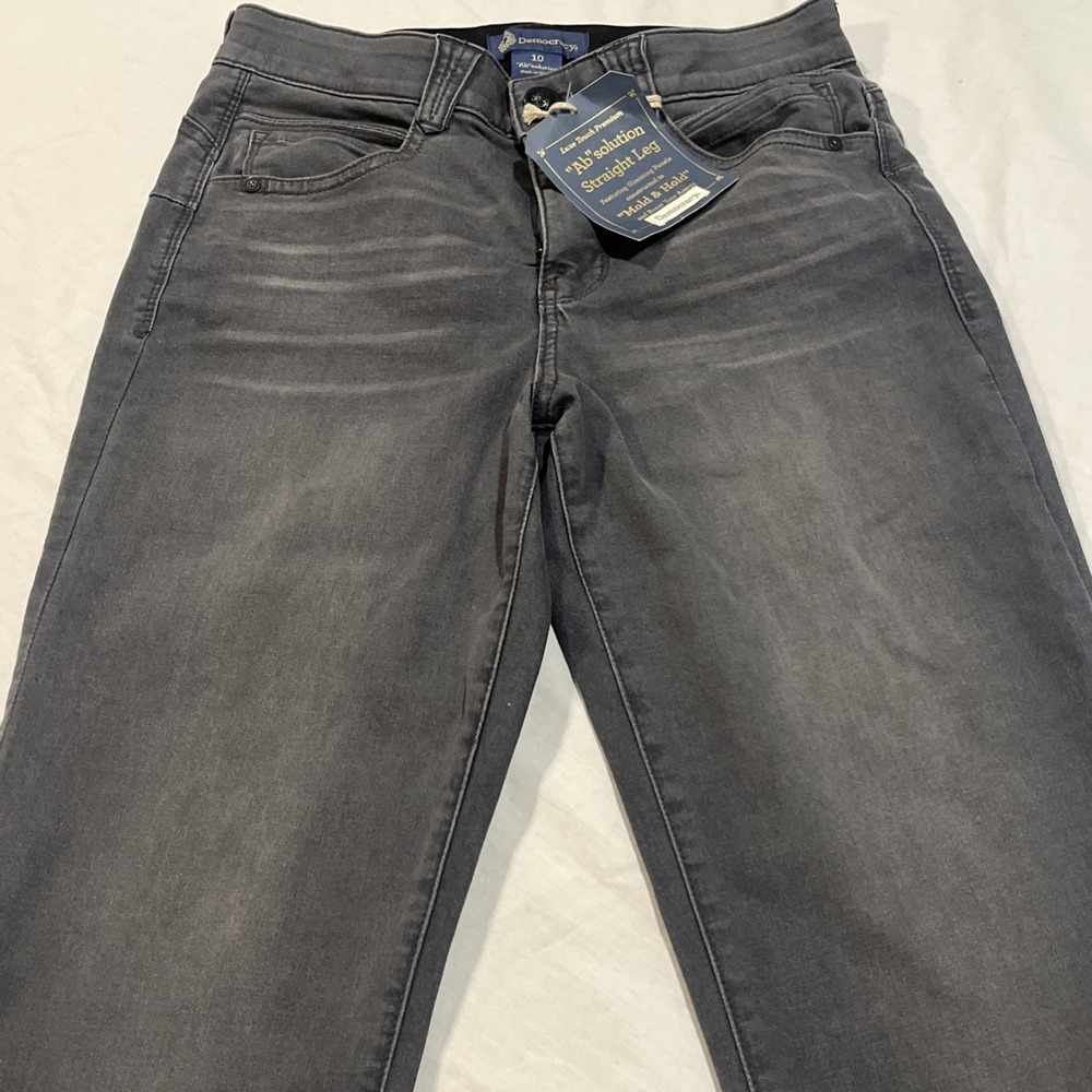 Democracy Jeans Women's "Ab" Solution Gray Straight Leg Pants Size 10 New - Picture 2 of 10